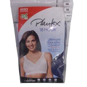 Playtex 18 Hour Ultimate Shoulder Comfort Wireless Bra Blue Size 40C 4693